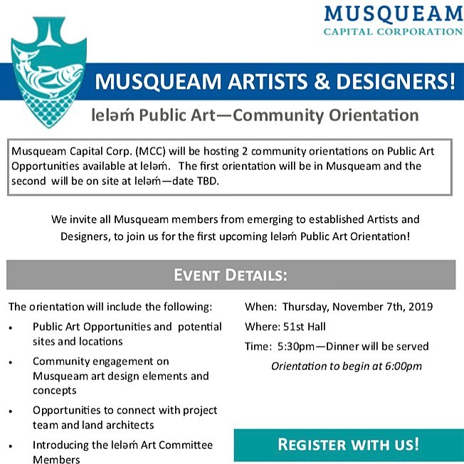 Attention ALL Musqueam Artists & Designers! -

On Thursday, November 7th, we wil