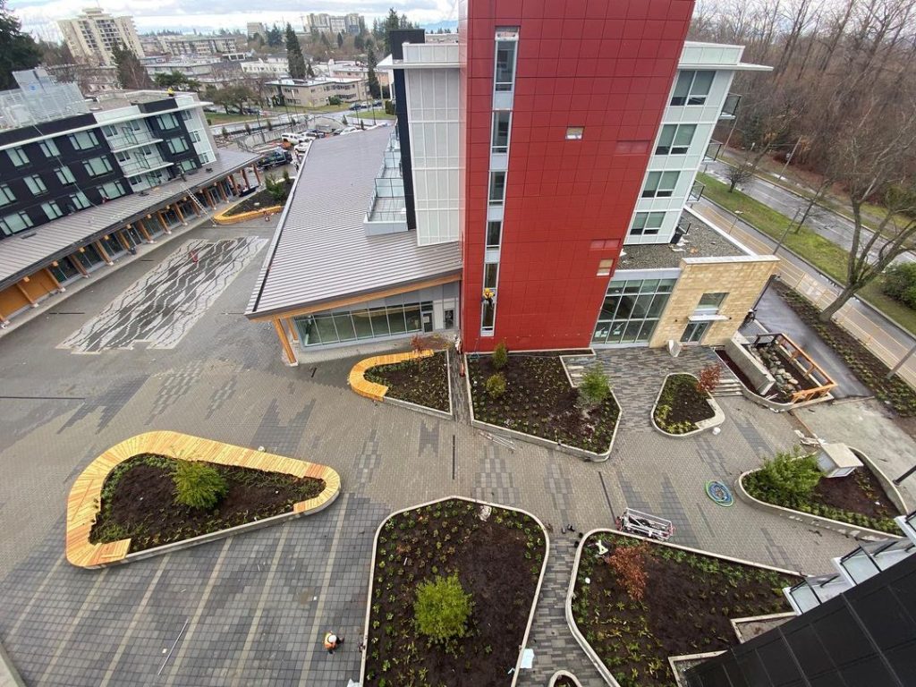 The plaza site is very active!  The ground pavers have been busy installing the