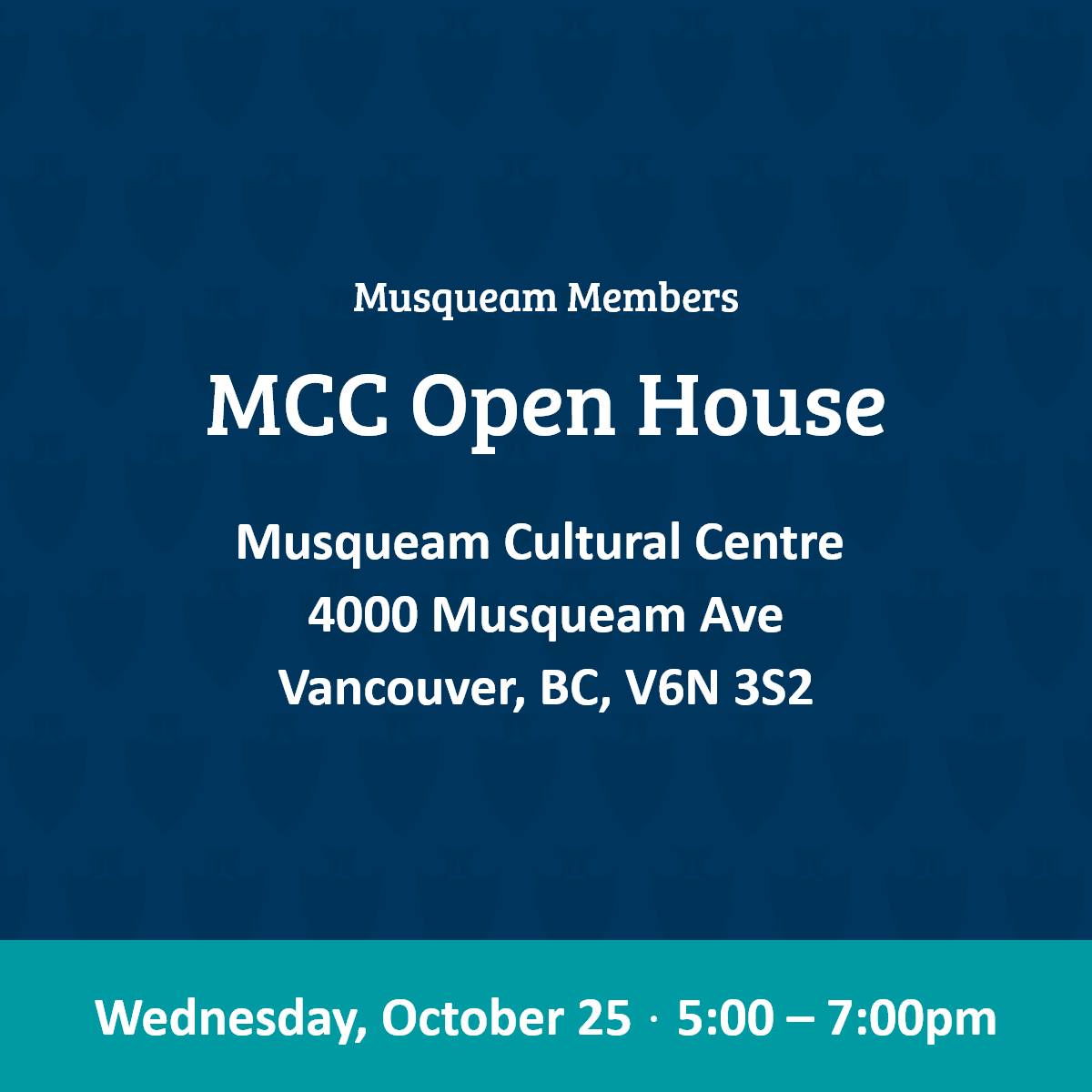 Musqueam Members are invited to the MCC Open House and the Presentation of Audited Financial Statements.Wednesday, October 25thMusqueam Cultural Centre5:00 pm - 7:00 pmEvent details in link in bio.#MusqueamCapitalCorporation #MusqueamCapital